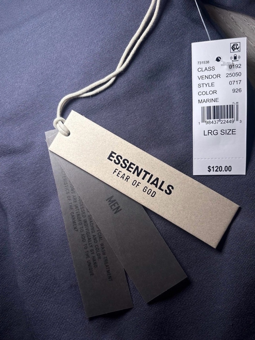 Essentials Fear Of God SS24 Marine Hoodie - Sizes S, XL - Picture 4 of 5